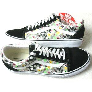 Vans Men's Old Skool Checker Cube Black True White Canvas Suede shoes Size 11